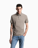 Jersey polo shirt with all-over jacquard lettering