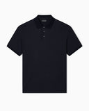 Jersey polo shirt with all-over jacquard lettering
