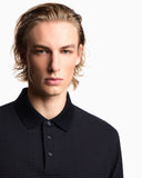 Jersey polo shirt with all-over jacquard lettering