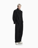 Hooded sleeveless jacket in compact stretch wool canvas