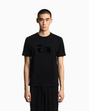 Jersey T-shirt with op-art embroidery