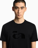 Jersey T-shirt with op-art embroidery