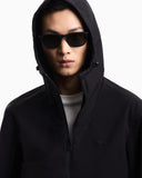 Nylon blouson with hood and heat-taped zips