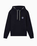 Loose-fit double jersey hoodie with French bulldog patch