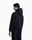 Loose-fit double jersey hoodie with French bulldog patch
