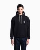 Loose-fit double jersey hoodie with French bulldog patch