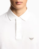 Piqué polo shirt with embroidered eagle