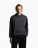 Hooded sweatshirt in plated-effect canneté