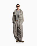 Multi-pocket blouson in silk-blend nylon