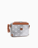 Coated canvas mini bag with all-over eagle