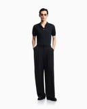 Plain-knit polo shirt