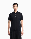 Plain-knit polo shirt