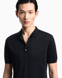 Plain-knit polo shirt