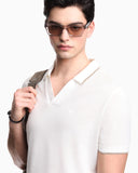 V-neck polo shirt in piqué