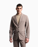 Single-breasted jacket in waffle-effect armure fabric