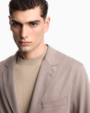 Single-breasted jacket in waffle-effect armure fabric