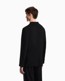 Single-breasted jacket in waffle-effect armure fabric