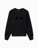 Jersey sweatshirt with oversized flocked logo