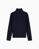 Ribbed virgin wool half-zip sweater