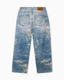 5-pocket pants denim with a distressed stone washed effect
