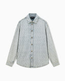 Denim shirt with an all-over jacquard monogram pattern