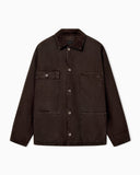 Cotton caban coat with a corduroy collar and patch pockets