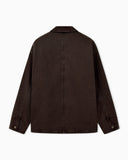 Cotton caban coat with a corduroy collar and patch pockets