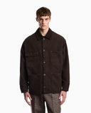 Cotton caban coat with a corduroy collar and patch pockets