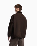 Cotton caban coat with a corduroy collar and patch pockets