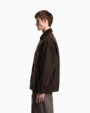 Cotton caban coat with a corduroy collar and patch pockets