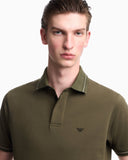 Piqué polo shirt with stripe detail on the collar