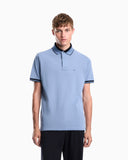 Piqué polo shirt with stripe detail on the collar