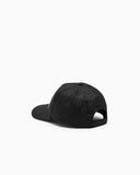 Baseball hat with an embossed logo pattern and a patch