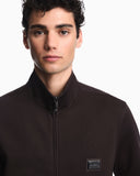 Full-zip sweatshirt in modal jersey with logo plaque