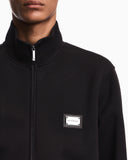 Full-zip sweatshirt in modal jersey with logo plaque