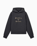 French terry jersey hoodie with soft touch logo embroidery