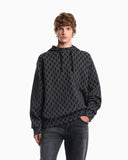 Double jersey hoodie with all-over logo print