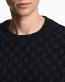 Double jersey sweatshirt with all-over logo print
