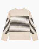 Jumper in striped cotton jersey with shoulder button