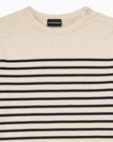Jumper in striped cotton jersey with shoulder button