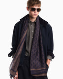 Stole in viscose and modal with a geometric pattern