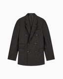Tailored double-breasted blazer in compact wool flannel