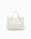 MyEA medium shopper bag in nappa leather with a zebra-striped logo