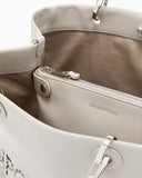 MyEA medium shopper bag in nappa leather with a zebra-striped logo