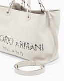 MyEA medium shopper bag in nappa leather with a zebra-striped logo