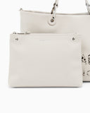 MyEA medium shopper bag in nappa leather with a zebra-striped logo