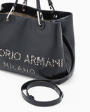 MyEA medium shopper bag in nappa leather with a zebra-striped logo