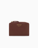 Textured leather billfold wallet with zip-around closure