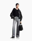 Five-pocket wide-leg jeans in vintage rigid cotton denim