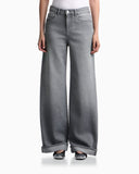 Five-pocket wide-leg jeans in vintage rigid cotton denim
